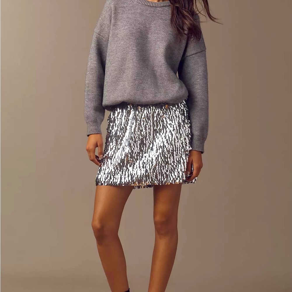 NWT Anthropologie Mare Mare Long Sleeve Knit Sequin Twofer Mini Dress Sz S - Picture 10 of 10